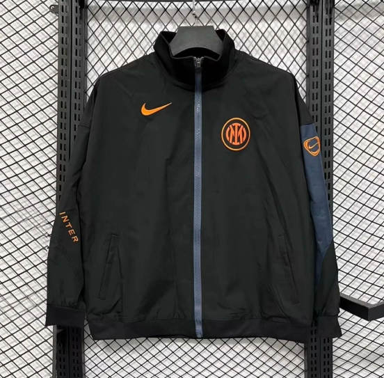 25/26 Inter Milan Black Full Zipper Windbreaker