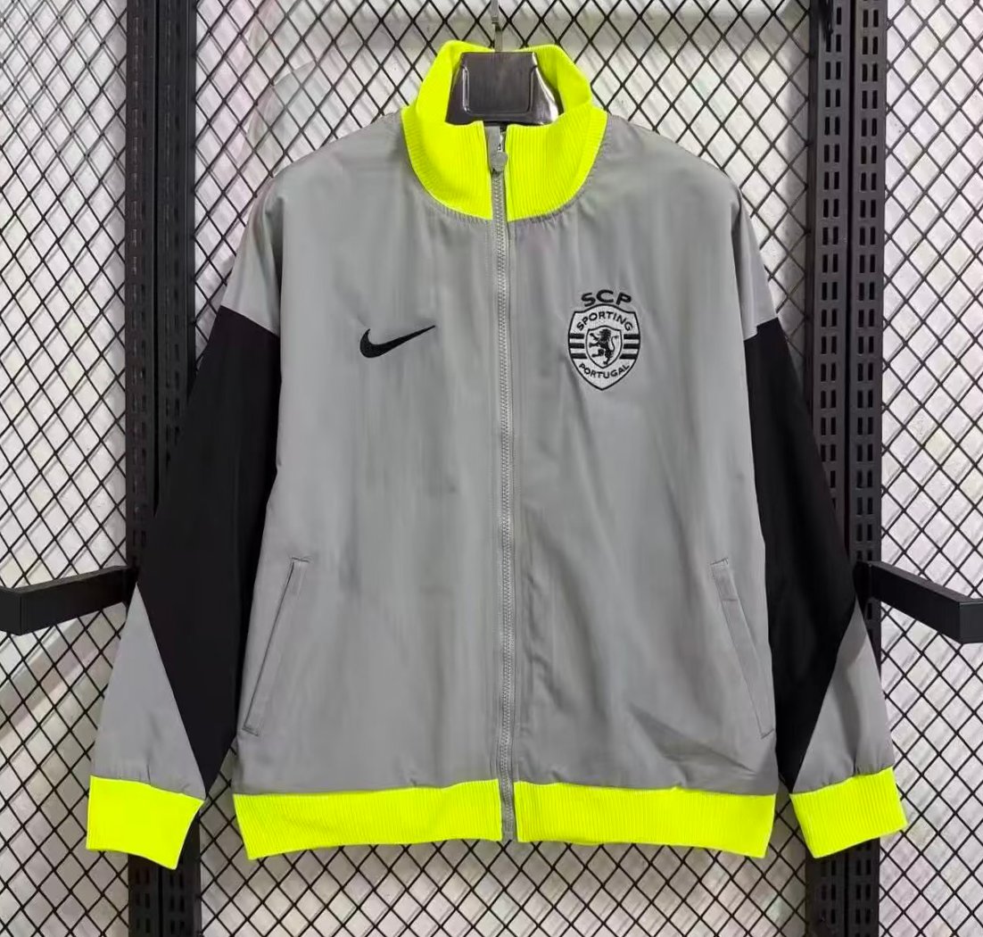 25/26 Sporting CP Grey Full Zipper Windbreaker