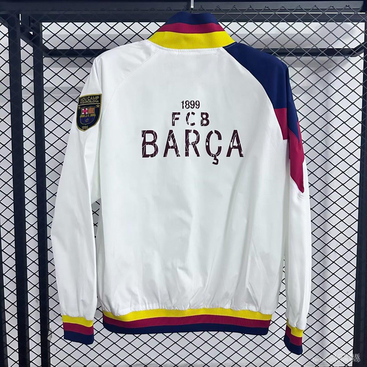 25/26 Barcelona White Full Zipper Windbreaker