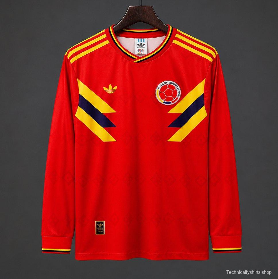 Retro 1990 Colombia Away Long Sleeve Jersey