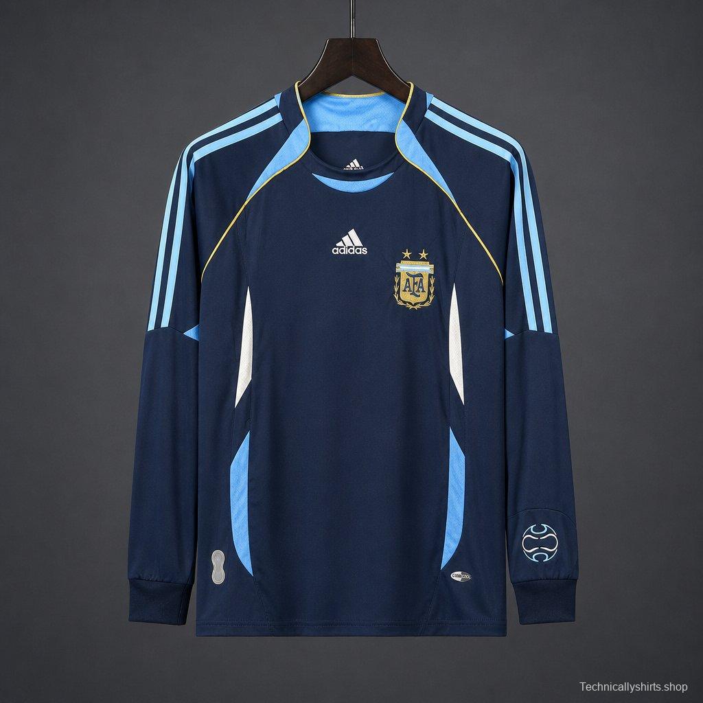 Retro 2006 Argentina Away Long SLeeve Jersey