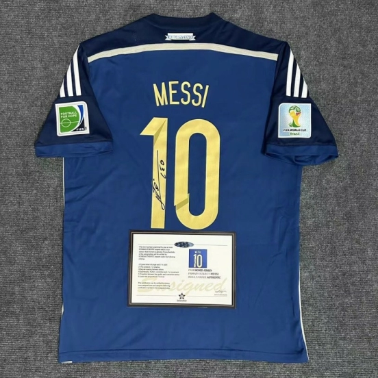 Leo Messi 2014 World Cup Signature Shirt All Full Patches + COA