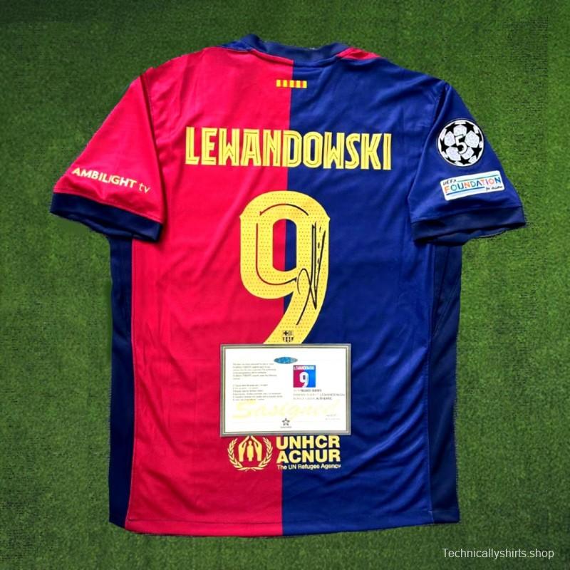 lewandowski barcelona 24/25 signed + coa